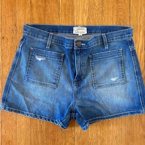 Current Elliott patch pocket high rise denim shorts